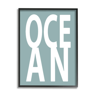 «Ocean Beach Text Letters Expression» par Jamie Macdowell - Cadre flottant, impression sur bois