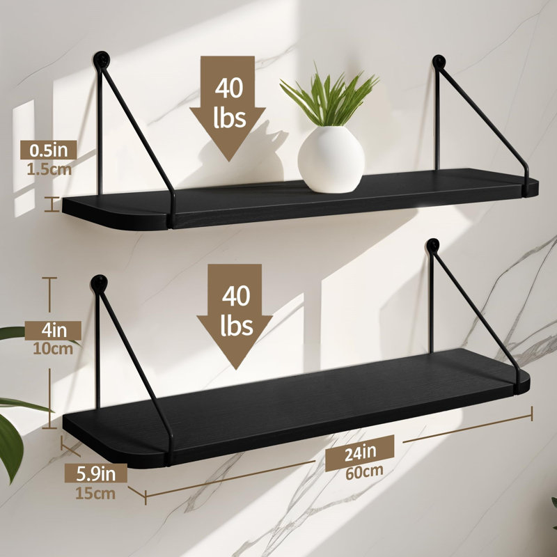 5.9"D x 24"W Floating Shelves for Wall,Bookshelf Organizers,Set of 2