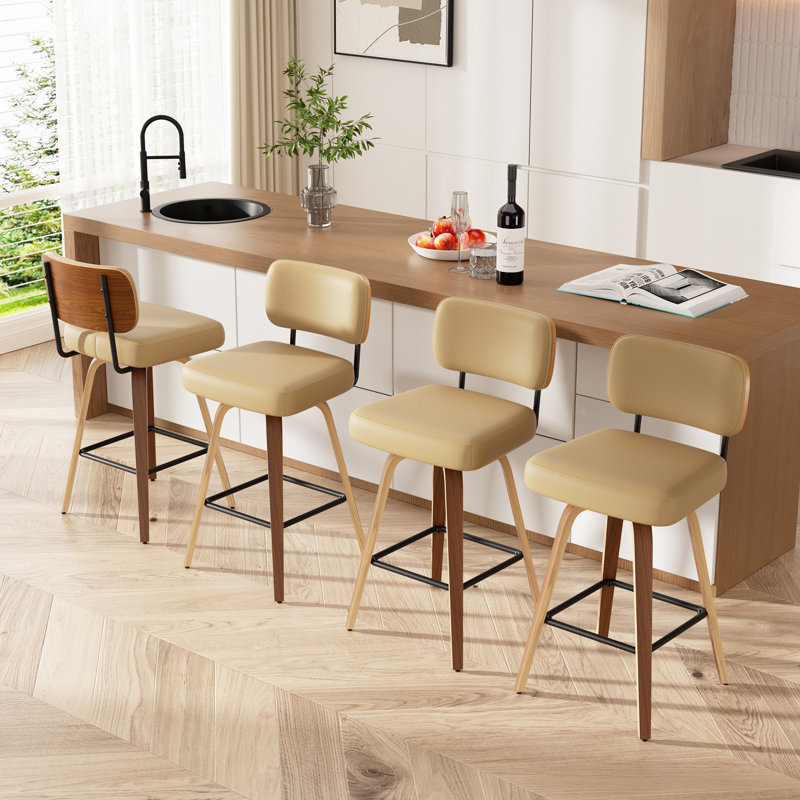 Tabouret pivotant rembourré à hauteur de bar, Kaki, 4