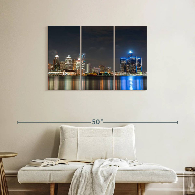 «Detroit Wall Art», reproduction d'art sur toile, H 24 po x l 38 po x P 1,25 po