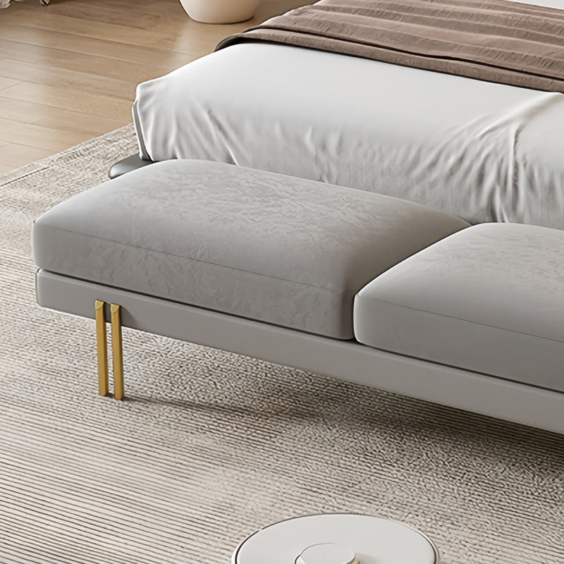 Banc rembourré Latanya, Gris, H 17,71 po x l 78,74 po x P 17,71 po