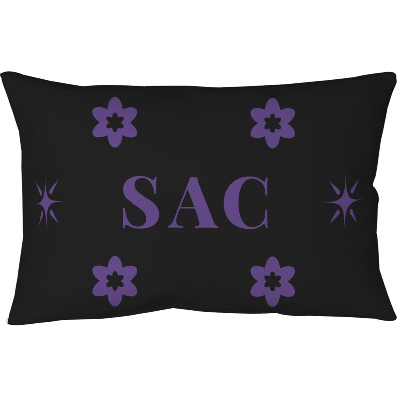 Coussin 17 po x 18 po Sacramento, Noir / mauve