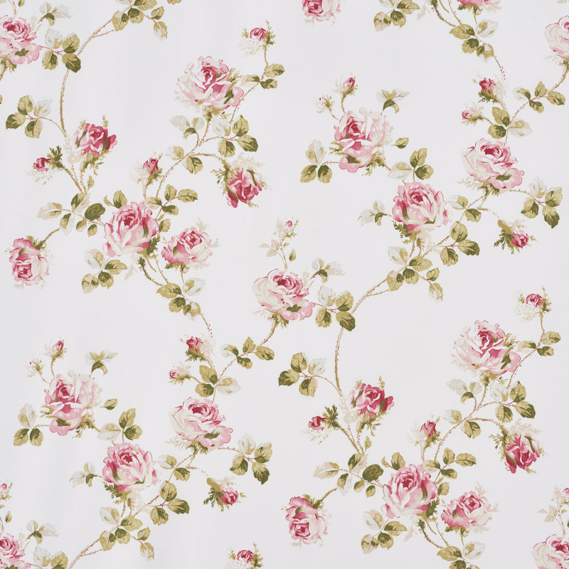 Rose Floral Polyester Rod Pocket Valance with Trim