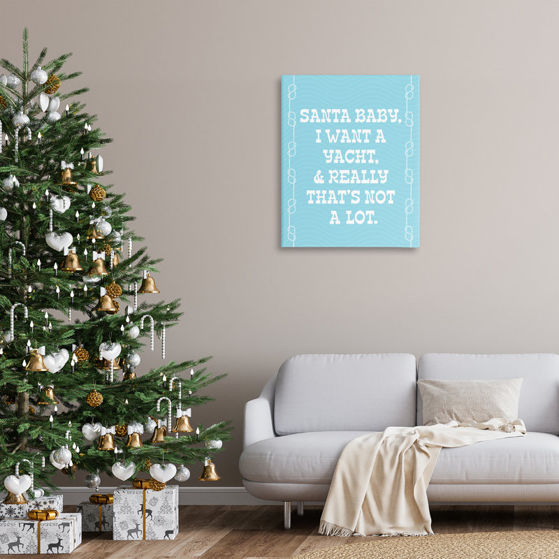 "Drôle de bateau pour Noël sur toile tendue" par Lil 'Rue sur toile, H 40 po x l 30 po
