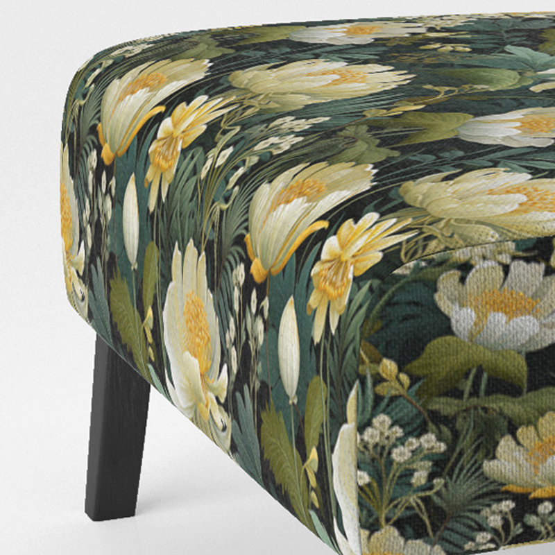 Fauteuil de chambre Botanical Green and Yellow Poppies Garden - Velours
