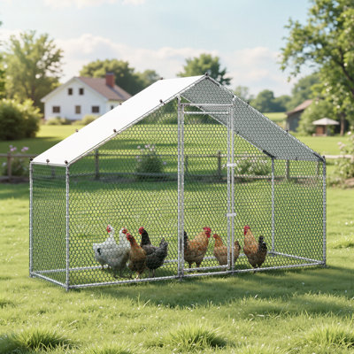 Grand poulailler en métal 9,8 x 9,8 x 6,6 pi, poulailler avec couvercle imperméable et structure robuste