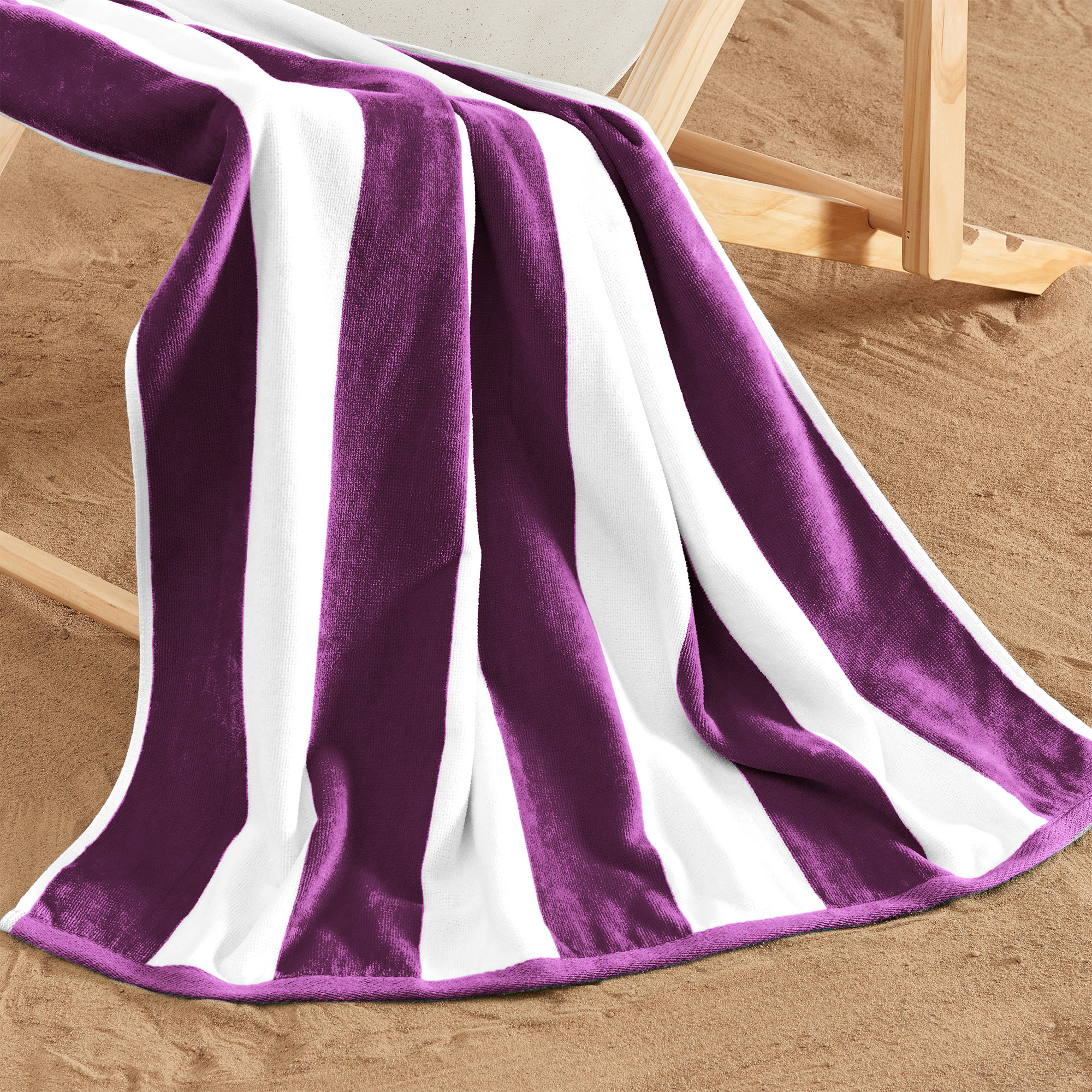 100% Cotton Absorbent & Quick-Dry Cabana Beach Towels, Green, Single Piece Beach Towel