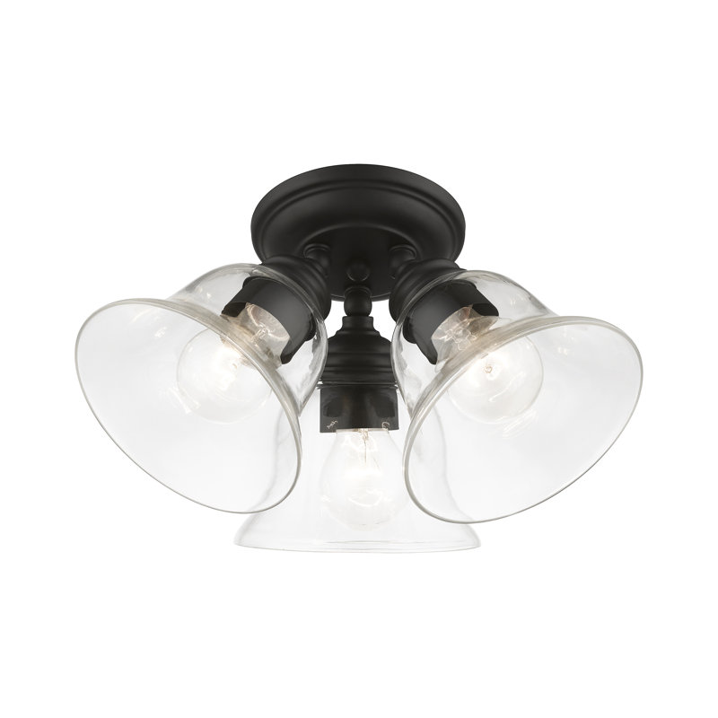 Sanes Large 3-Light 14.5" Semi Flush Mount, Black