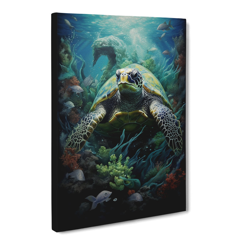Sea Turtle Gothic - Wrapped Canvas Print, 60cm H x 40cm W x 3cm D