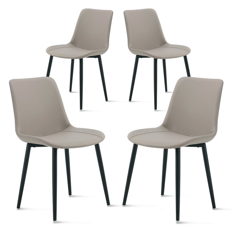 Leather Dining Chairs, Mid Century Modern Faux Leather Kitchen Chairs, 4, Young Colt