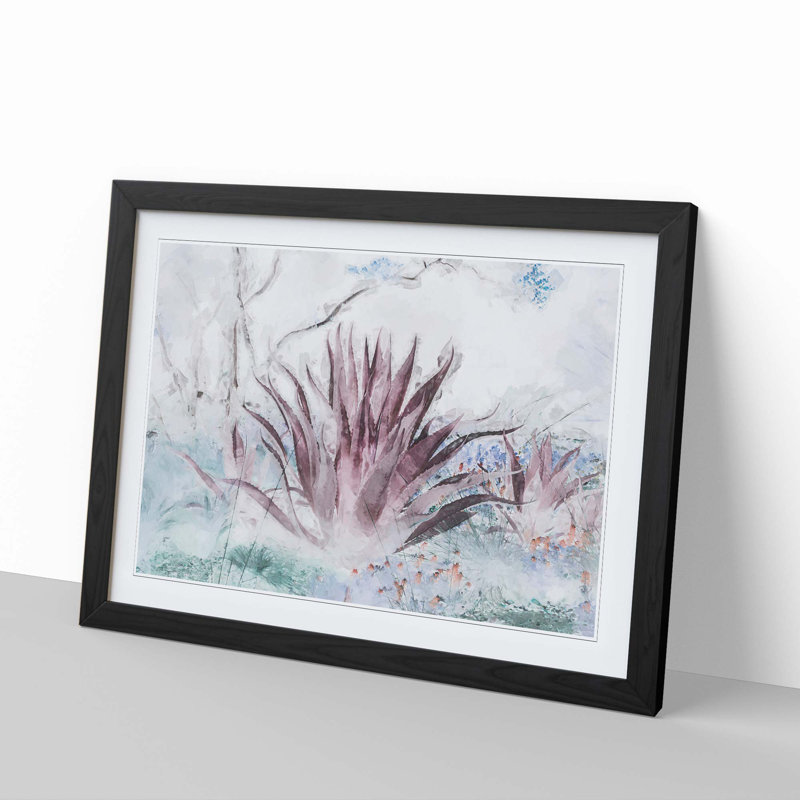 Wild Aloe Vera Succulent in Abstract - Picture Frame Graphic Art Print, 35cm H x 50cm W x 2cm D, Black