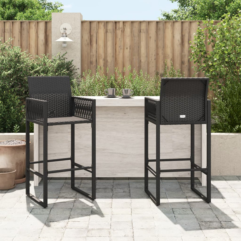 Orsini Rattan Outdoor 80cm Bar Stool, Black
