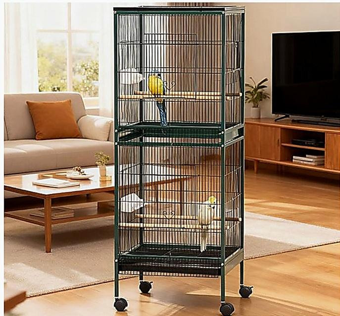 Volière d'oiseaux d'intérieur avec plusieurs portes, grande cage à oiseaux pour l'envergure, Black