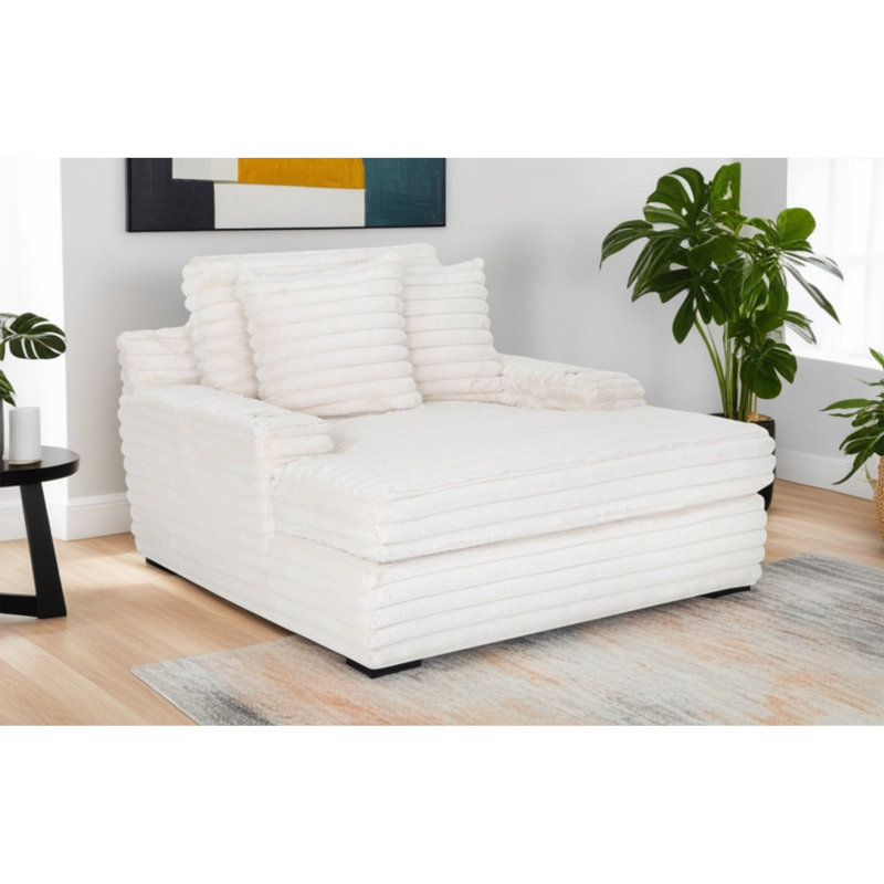 Chaise longue Alhertine avec porte-gobelets, Crème