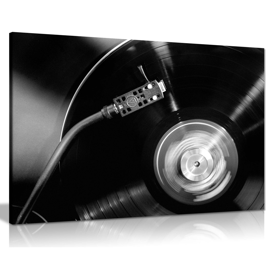 Panther Print Fine Art Prints Black & White Vintage Record Player Artistic Framed Canvas Prints, Pictures For Home Walls, Bedroom, Living Room & Bathr