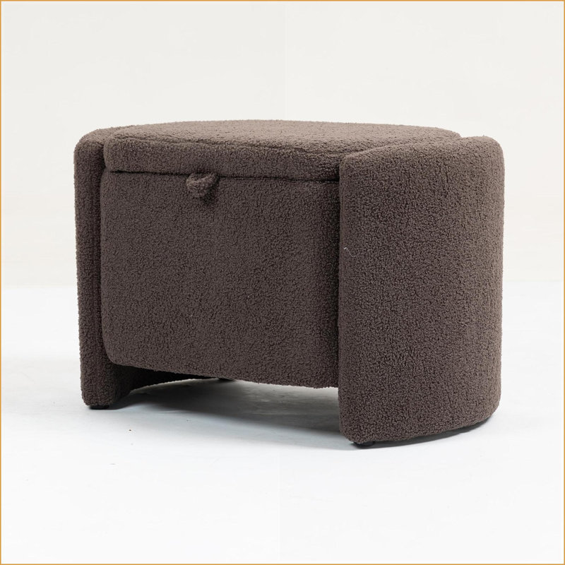 Chaise d'appoint en velours Mid Century Modern Boîte de rangement noyer brun pour le salon, la chambre à coucher et la véranda | Velours | Noyer brun