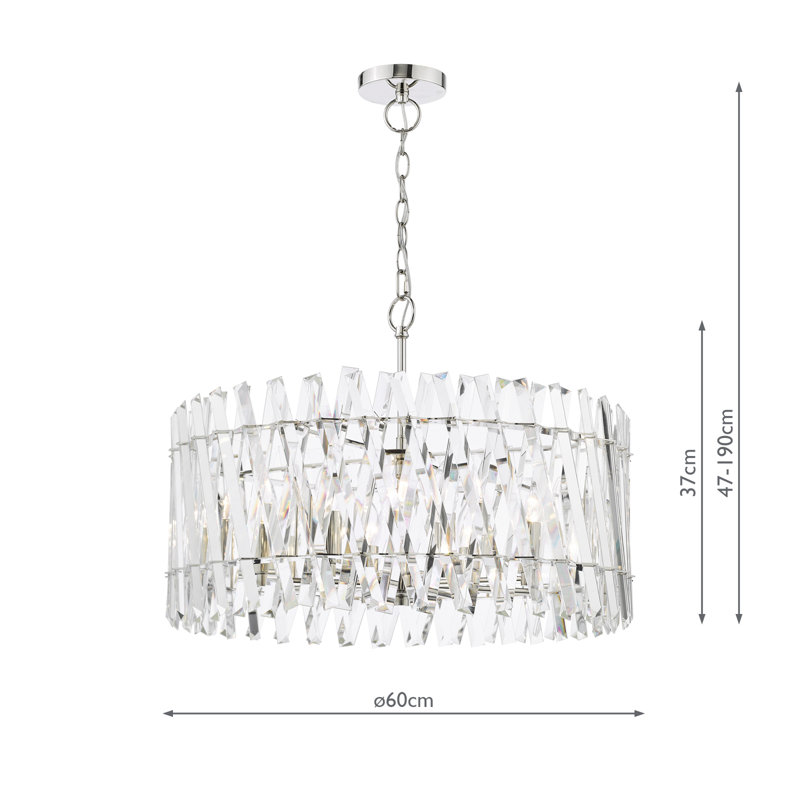 - Light Polished Nickel Pendant, 227cm H x 60cm W x 60cm D, 8 Lights