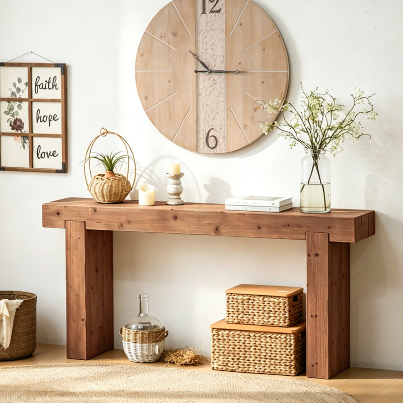 Pouces en bois et console, table d'entrée de style campagnard rustique