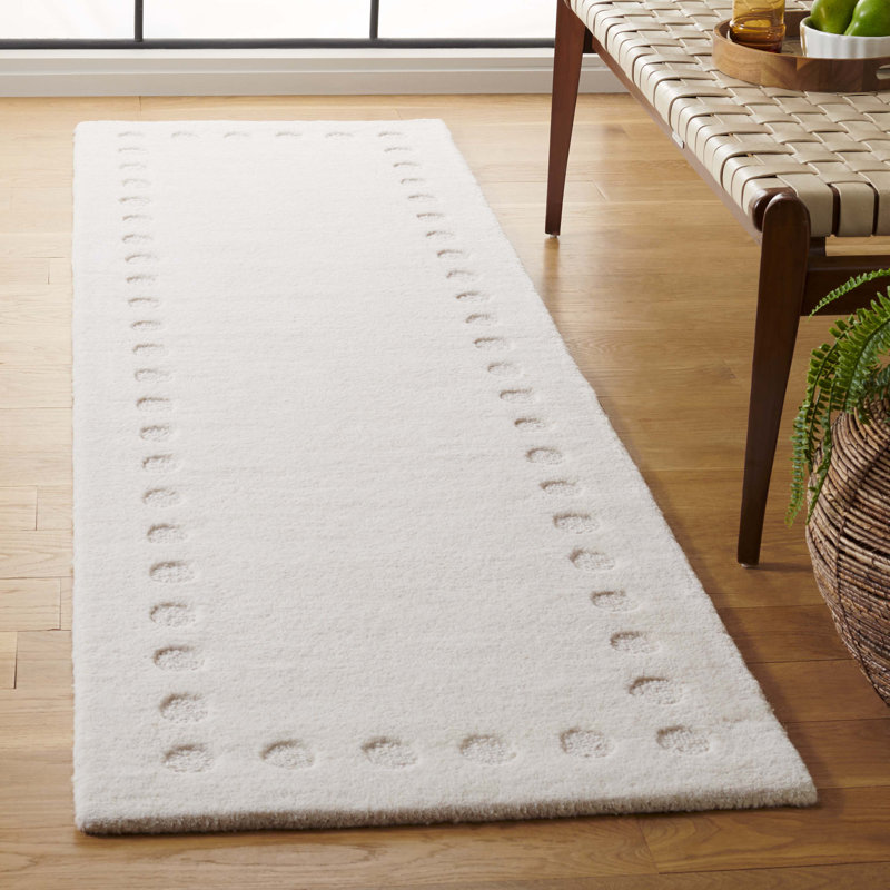 Tapis de couleur unie en coton touffeté à la main Talena, Tapis de couloir 2 pi 3 po x 8 pi
