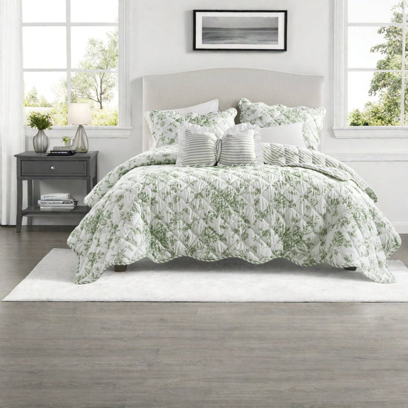 Reversible Bedding Sets, Polyester Full Queen Floral Quilt for Home