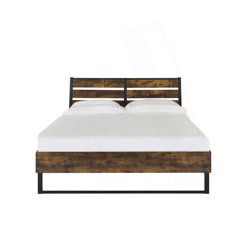 Juvanth Rustic Oak & Black Finish E. King Bed