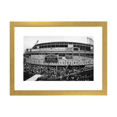 Wrigley Field in B&W (from 8/8/88 - the First Night Game That Never Happenu), Chicago, Illinois, États-Unis - reproduction de photo