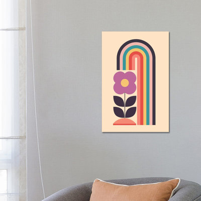 «Geometric Abstraction Rainbow Flower», reproduction d'art sur toile tendue