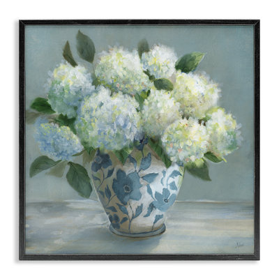 Hydrangeas in Elegant Vase Framed Giclee, design by Nan