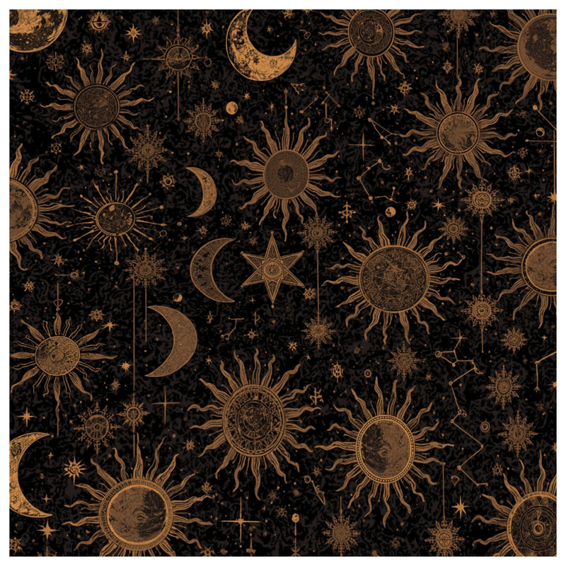Celestial Sun Moon Pattern Bath Mat, 24in W x 17in L