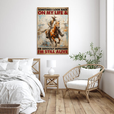 Cowboy Im Still Alive 2 - 1 Piece Rectangle Graphi " Cowboy Im Still Alive 2 - 1 Piece Rectangle Graphic Art Print On Wrapped Canvas "