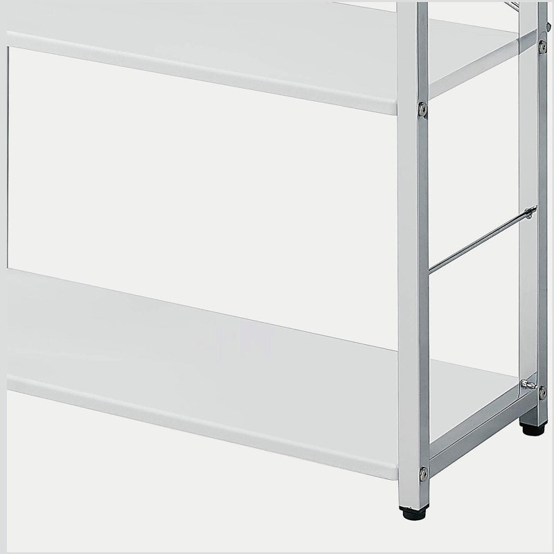 Bibliothèque blanche et chrome, (4 tablettes) H 42 po x l 24 po x P 11 po