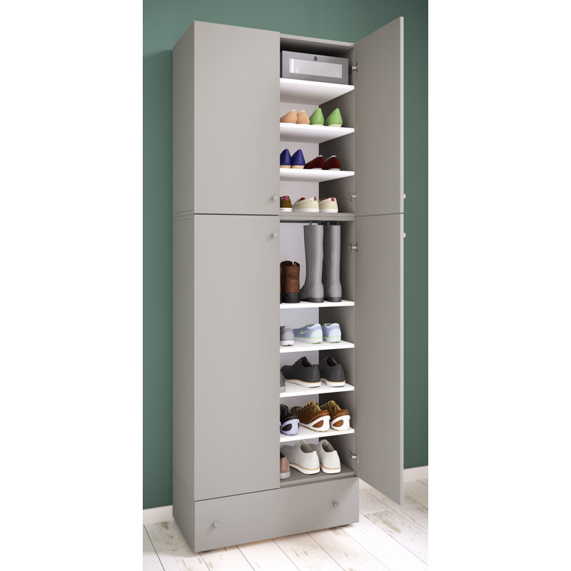 20 Pair Shoe Storage Cabinet, Grey/Brown/Blue