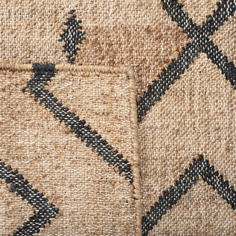 Hawes Hand Loomed Jute, Cotton Geometric Rug, Rectangle 4' x 6'