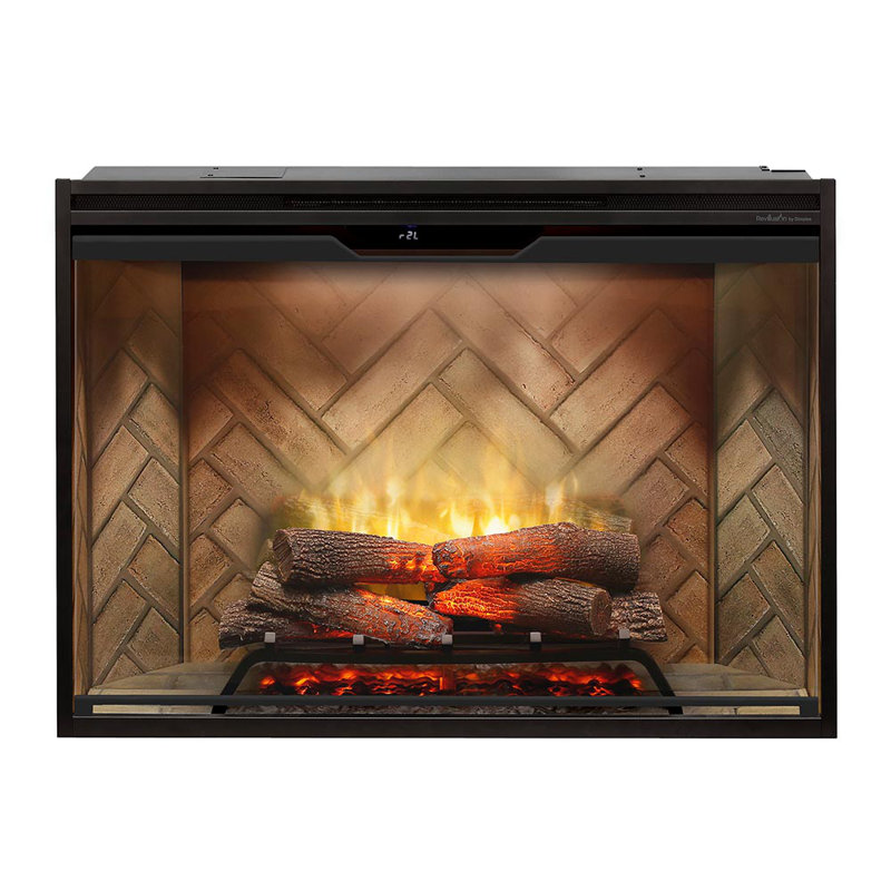Dimplex Revillusion Electric Firebox Herringbone Brick Interior with Front Glass Panel, 43.25" W x 31" H
