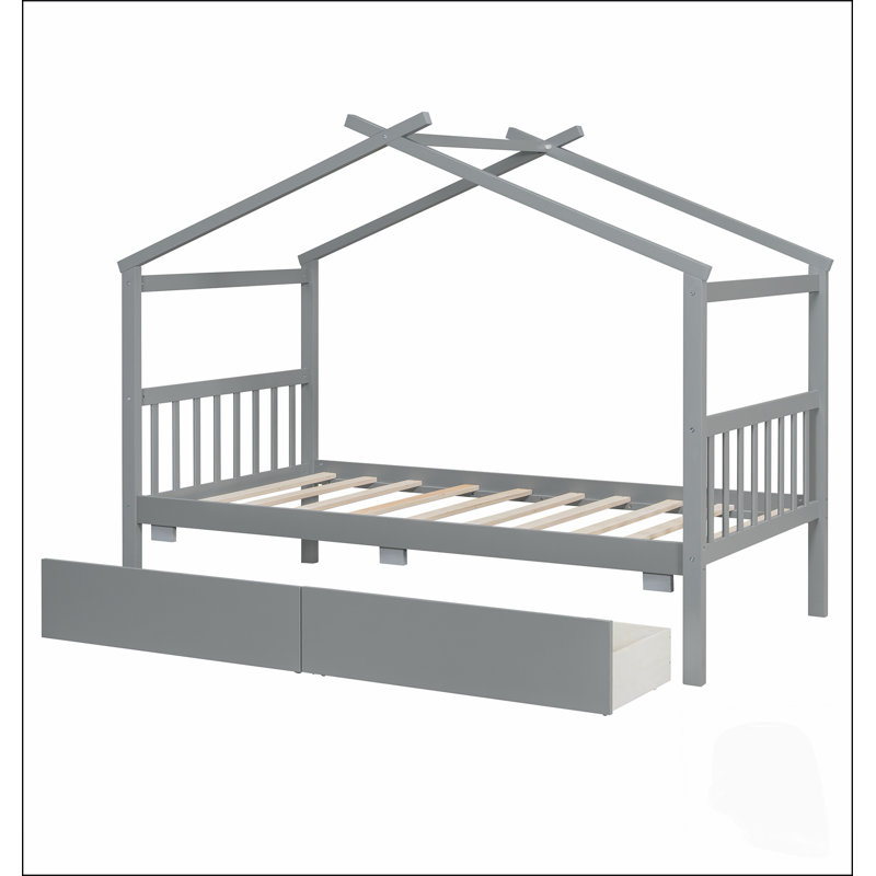 Lit cabane en bois pour une personne avec tiroirs, design créatif et fonctionnel pour les chambres d'enfants, idéal pour stimuler l'imagination et offrir des espaces de rangement.