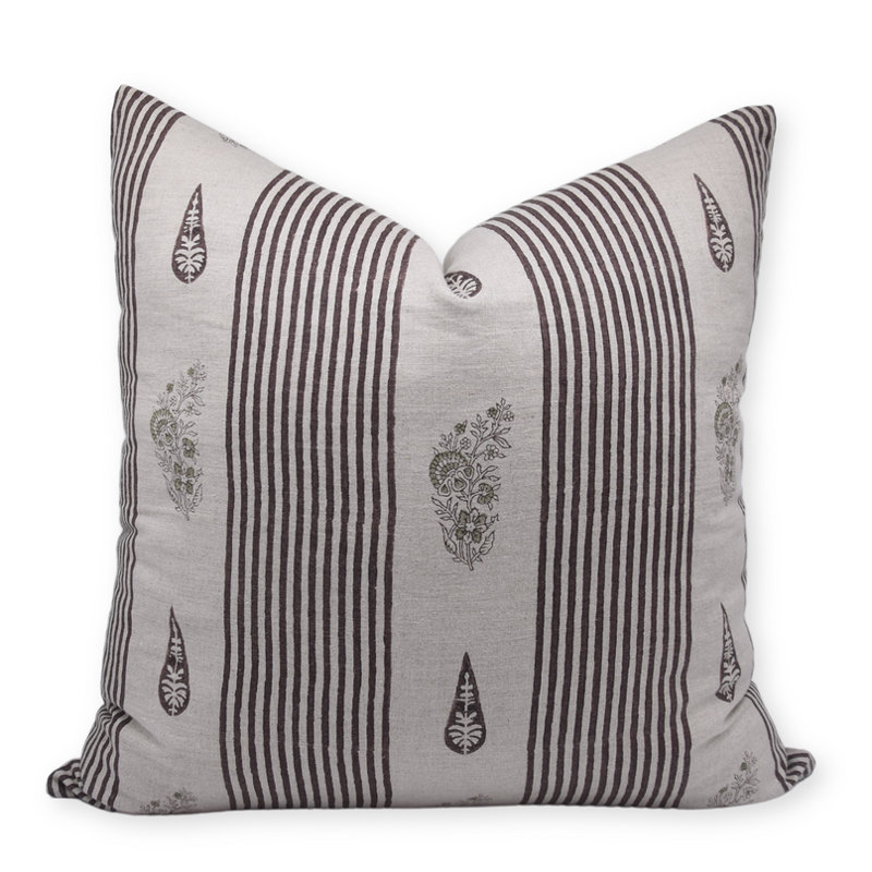 Housse de coussin en lin fabriquée à la main à motif de drapeau Fab Fabine Urban Boho - 22 x 22 po, 22 po x 22 po, Carré