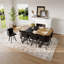 Ensemble de table de salle à manger 9 pièces rectangulaire, plateau de table en grain de bois bicolore fixe et triamine en bois noir avec 6 chaises en cuir de polyuréthane noir, ensemble de table de cuisine moderne pour 8 personnes, idéal pour les pet