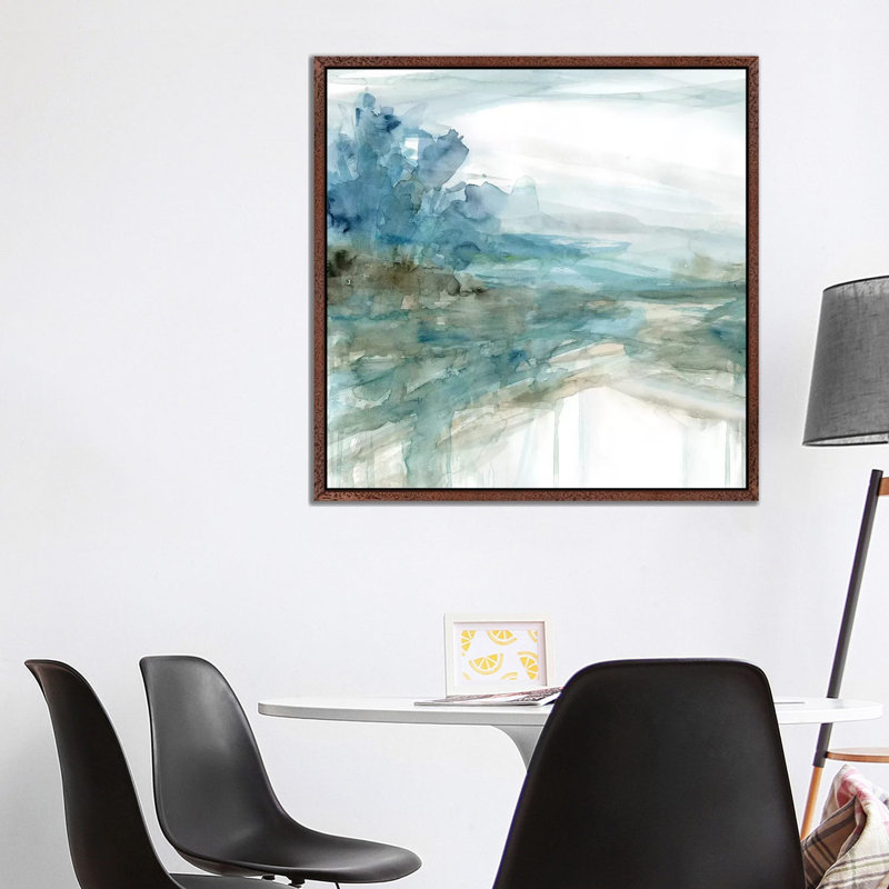 Shimmering Treeline I by Carol Robinson - Painting on Canvas, 93.98 cm H x 93.98 cm W, Classic Brown Wood Framed