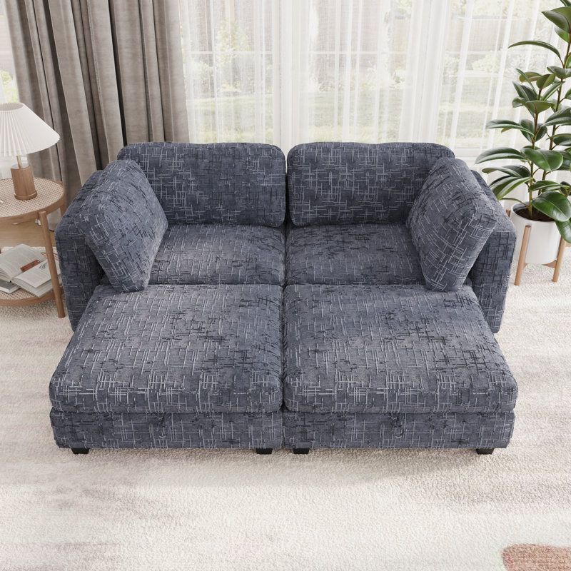 Canapé modulaire modulaire, siège de canapé convertible avec rangement, ensemble canapé-lit modulaire, combinaisons modulaires flexibles en tissu pour le salon (4 sièges)