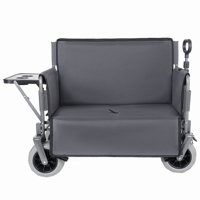 3-In-1 Collapsible Wagon Converts To Bench Convertible Folding Wagon Cart With Rear-Mounted Folding Tabletop