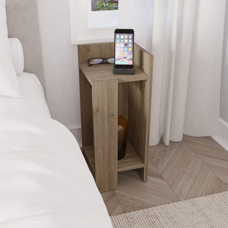 Lochlan Modern Compact Nightstand Bedside Table 25 x 27 x 60cm  Bedroom Furniture, Right Orientation, Natural Oak