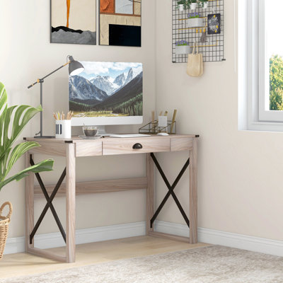 Style Computer Desk With Storage - 44 Inch Elegant Workspace Drawer Versatile And Practical For Work
