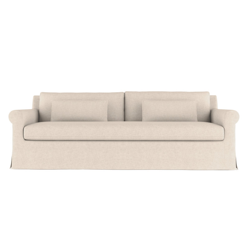 Canapé à accoudoirs arrondis Ludlow, Velours moelleux huître, H 34 po x l 84 po x P 38 po, Patiné