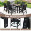 6 pièces ensemble de table de salle à manger d'extérieur en PEHD résistant aux intempéries et chaises noires-2124375769