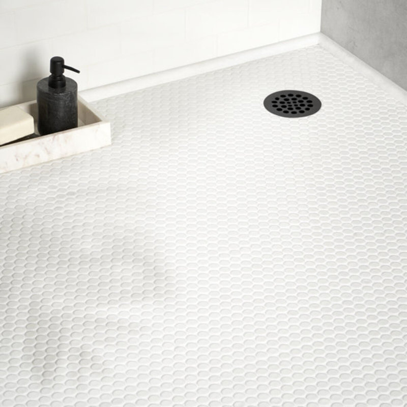Eden 1" Rimmed Penny Round Matte Porcelain Mosaic Tile, Matte White