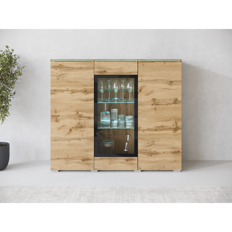Dejanee Cm Chest Of Drawers With Glass Panels, Brown