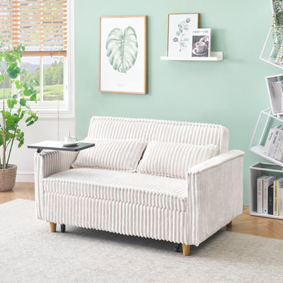 Lit en velours côtelé beige avec plateau et port mobile, et plateau de table à usage domestique, inclus une meilleure fonctionnalité