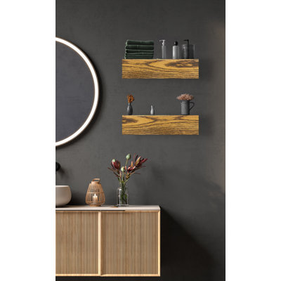 Emerald Lee 2 Piece Oak Floating Shelf