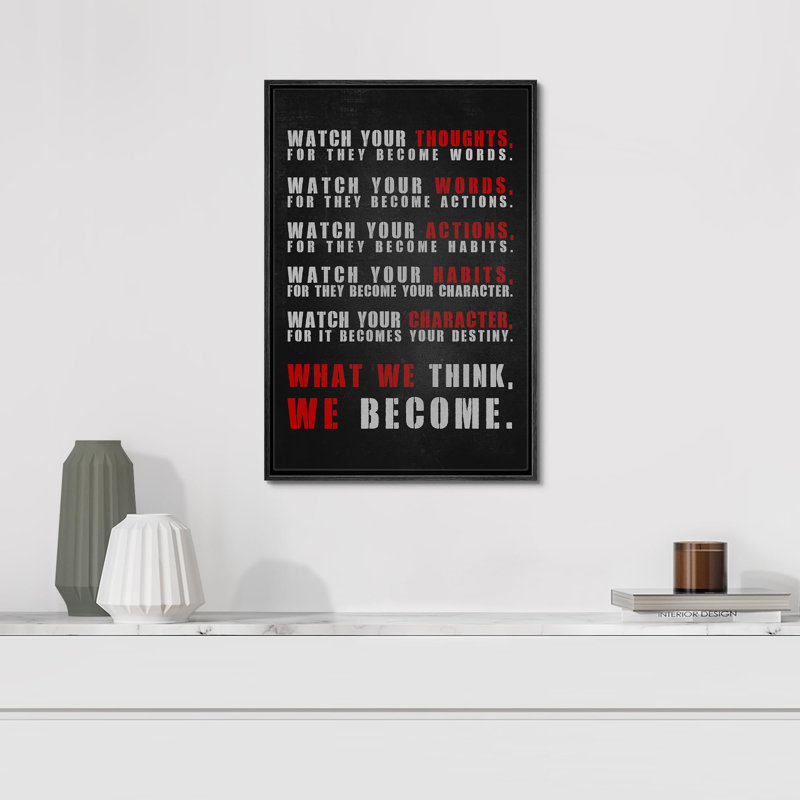 Citation inspirante sur toile, H 36 po x l 24 po x P 1,5 po, Noir
