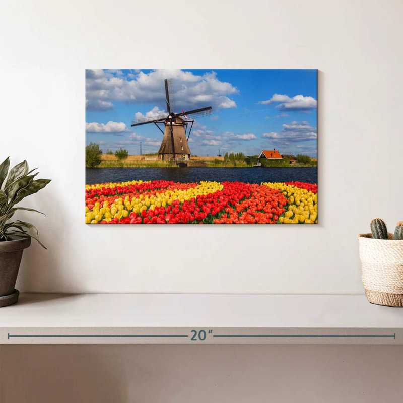 Vanna Tulips And Dutch Windmill, 8" H x 12" W